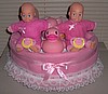 Twin Girls Single Layer Diaper Cake